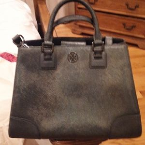 Tory Burch unique iridescent saffiano leather tote